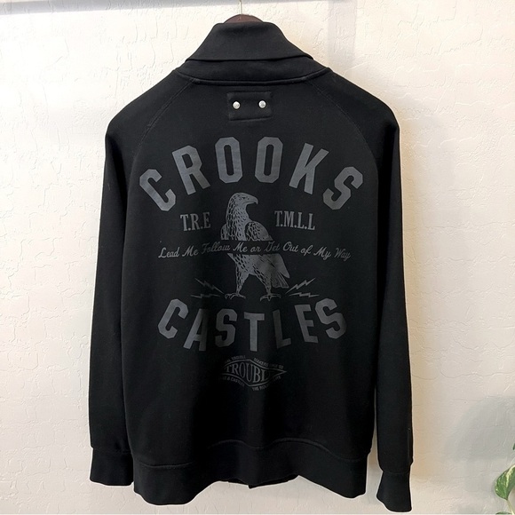 Crooks & Castles Collegiate Varsity Jacket, buttondown, pockets, Black, sz S/P - Picture 4 of 12